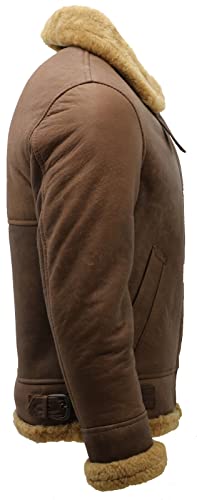 Infinity Leather Veste Aviateur Volante en Cuir de Mouton Marron B3 Pour Homme en Peau de Mouton de la Seconde Guerre Mondiale