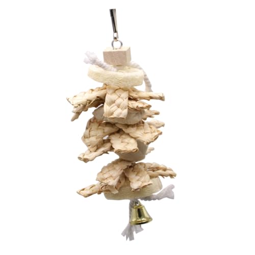 KESYOO Parrot Swing Molar Straw Hanging Bird for Cage Garden Knitted Loofah with Bell for Biting Climbing and Exploring for Pet Birds