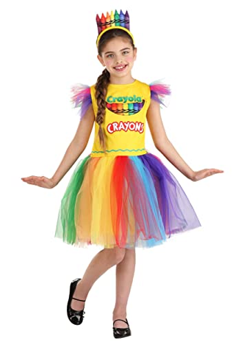 Disfraz infantil caja de crayones con vestido y diadema miniatura 1