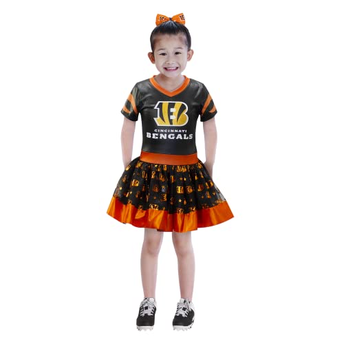 MODERN HERO Cincinnati Bengals Girl's Officially Licensed NFL MVP Tailgate Tutu Dress Costume, Size Medium