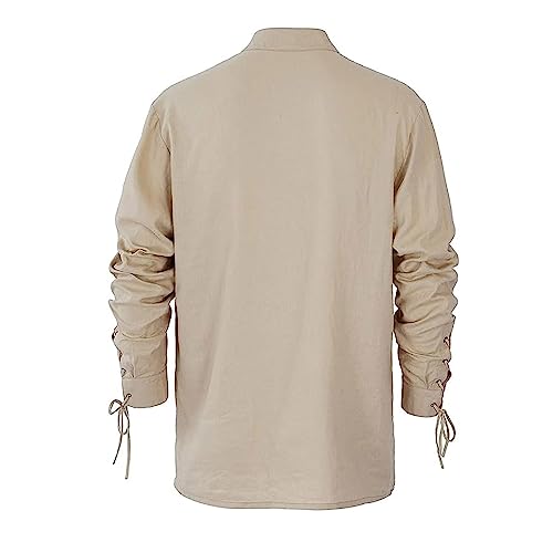 Men's Renaissance Shirts Cotton Linen Medieval Steampunk Shirts UK Sale Clearance Victorian T Shirt Long Sleeve Outfit Vintage Carnival Cosplay Blouse Henley Tops Loose Fit Pirate Shirts