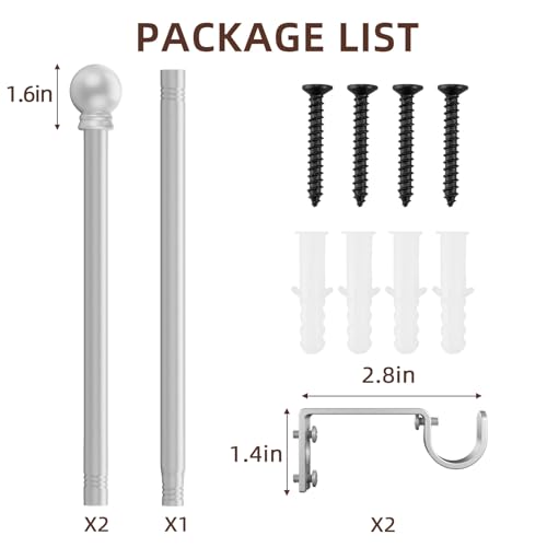 Smodbrodre 32-48 Inch Nickel Curtain Rod Set With Brackets And Decorative Blackout Metal Rods thumb #5