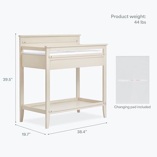 Image of Sweetpea Baby Bayfield Changing Table in Glazed Brush White, BSA & Greenguard Gold Certified, Made of Sustainable New Zealand Pinewood, Easy to Assemble, Non-Toxic Finish