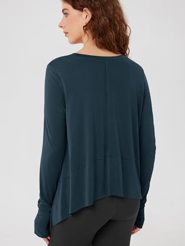 Image of ODODOS Soft Modal Long Sleeve Crop Top for Women with Thumb Hole Athletic Gym Workout Cropped Yoga Shirts