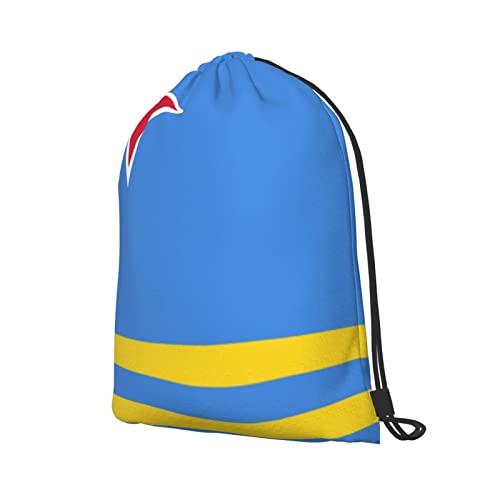 Aruba Flag Drawstring Backpack Casual Portable String Bag Gym Bag Simple Outdoor Sports Knappack2