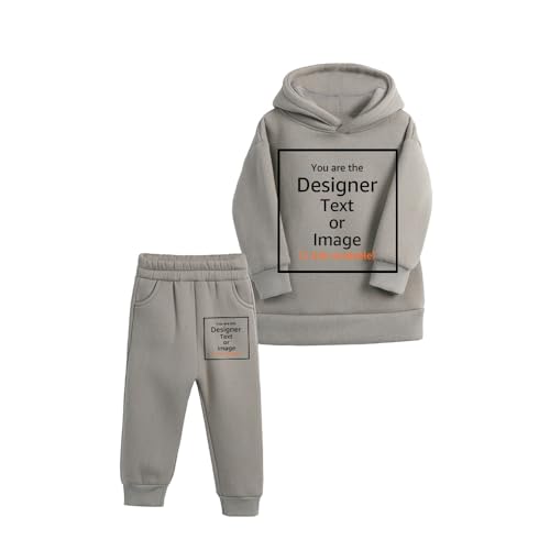 MYGBCPJS Boys Girls Personalized Fleece Sweat Suit Set Kid Custom Long Sleeve Hooded Sweatshirt & Sweatpants Pockets Outfits