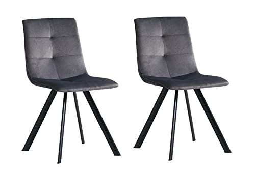 Woward Esszimmerstühle 2er Set Polster Küchenstuhl Samt Sitzfläche Metall Gestell Pink, Grau (dunkelgrau) Cover
