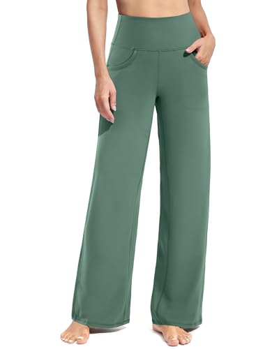 Image of Promover Wide Leg Pants Woman Yoga Pants with Pockets Stretch Loose Casual Lounge Sweatpants Petite /Regular /Tall
