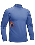 MAGCOMSEN Men's Thermal Underwear Mock Turtleneck Base Layer Winter Warm Shirt Ski Golf Gym Work BlueGray, L