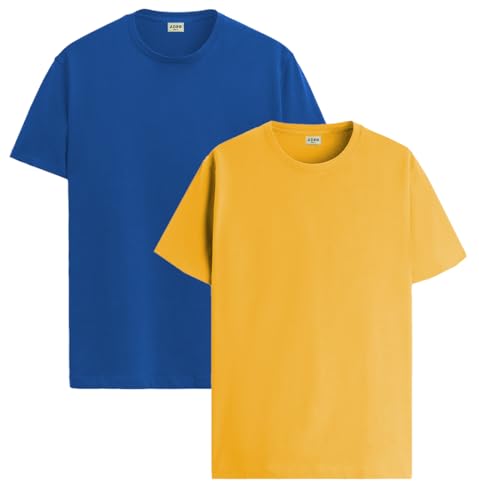 Image of ADRO Men's Cotton Regular Fit Combo Plain Solid T-Shirt Pack of 2
