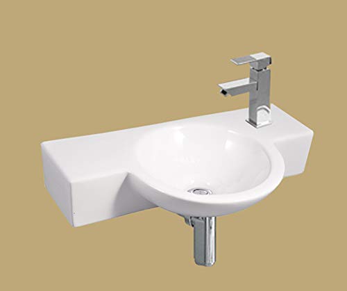 Omeere 40x23cm - Lavabo de cerámica baño,ovalado,tamaño pequeño,lavabo suspendido