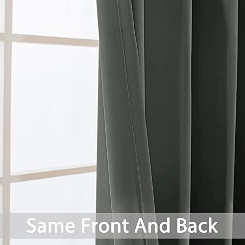 Yakamok Blackout Curtains Room Darkening Thermal Insulated Window Panels,Solid Grommet Top Drapes for Bedroom/Living Room(62Wx96L, Dark Grey, 2 Panels)