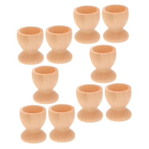 KOMBIUDA 10pcs Egg Tray Decorate Egg Holder Cup Holder Children's Toys Easter Party Supplies Kitchen Egg Holding Cup Graffiti Egg Holding Cup Children DIY Egg Cup Wooden