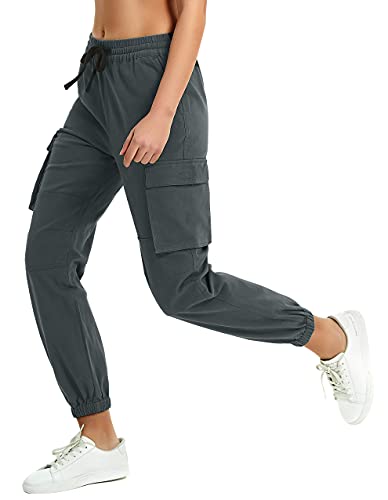 SPECIALMAGIC Cargo Pants for Women Slim Utility Pants Casual Outdoor Trousers Chino Tactical Pants Charcoal