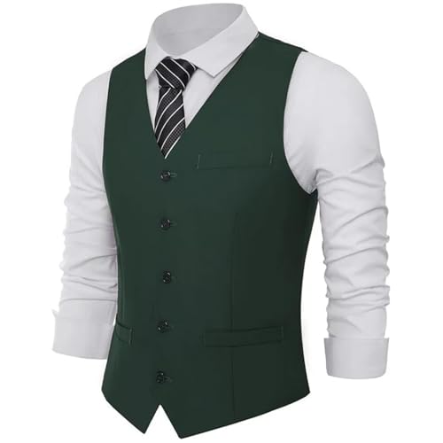 Men's V-Neck Slim Fit Formal Suit Vest Office Business Casual Wedding Groom Vest2