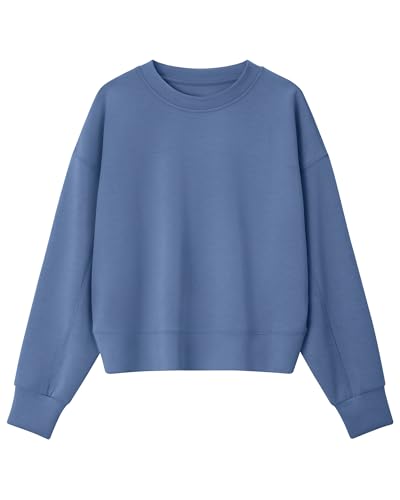 G4Free Smoofit Modal Soft Womens Crewneck Oversized Sweatshirts Long Sleeve Workout Casual Pullover Tops (Denim Blue,XL)