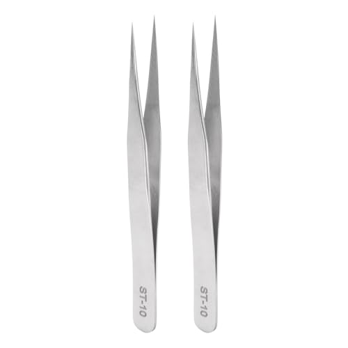 QUARKZMAN 2 Piezas de Pinzas de Precisión ST-11 de 141mm de Acero Inoxidable Anticorrosión Puntas En Forma de Aguja Profesionales para Reemplazar Piezas de Precisión Tecnología