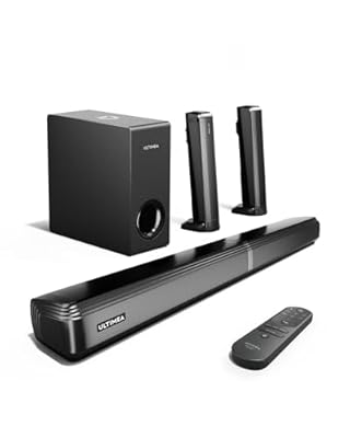 ULTIMEA 4.1ch Sound Bar for Smart TV with Subwoofer, Peak Power 200W, 2-in-1 Detachable Soundbar for TV, Bluetooth 5.3, Bass Adjustable, 3 EQ Modes TV Sound Bar, HDMI ARC/Optical/Aux, Apollo S50