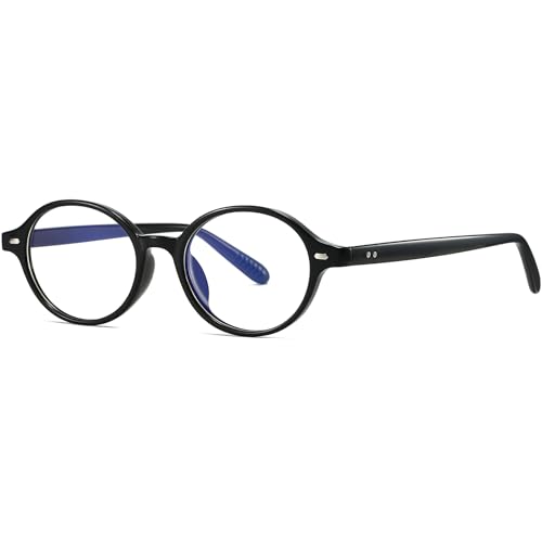 Image of AIEYEZO Retro Round Blue Light Glasses for Men Women Fashion 90s Vintage Trendy Oval Round Frame Nerd Glasses