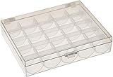 HOME-X Bobbin Storage Case, Box for Thread, Beads, Crafts, 25-Compartment, Clear Plastic-4.75' x 4'...