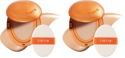 Image of TIRTIR Mask Fit Ai Filter Cushion Foundation | AI-Like Semi-Matte Finish - Up to 72-Hour Medium to Full Coverage Korean BB Cushion Make up Beauty, #23N Sand, 0.63 Fl Oz (Pack of 2)
