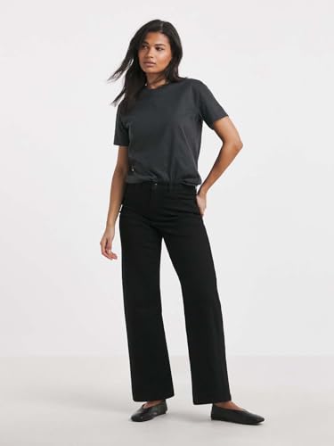 Image of KOTTY Women's High Waist Wide Leg Button Coin Pocket Straight Fit Jeans Stylish Regular to Plus Size Fit Denim Jeans for Women