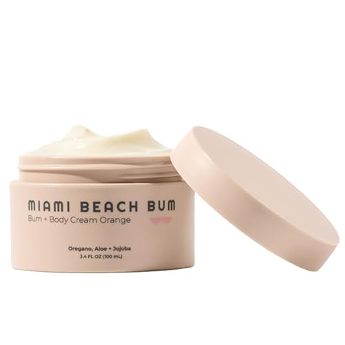 Miami Beach Bum, Bum + Body Cream, Daily Moisturizer For Total Skin Health, Body Acne Treatment, Razor Bumps, Keratosis Pilaris, Ingrown Hairs, Sunburns, Blemishes, After Sun - Orange, 3.4oz…