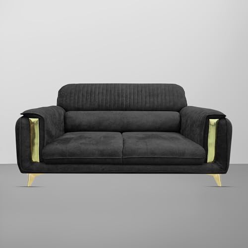 Image of Casaliving Gelio 3 Seater Sofa Set for Living Room (Black Colour) Premium Fabric Sofa