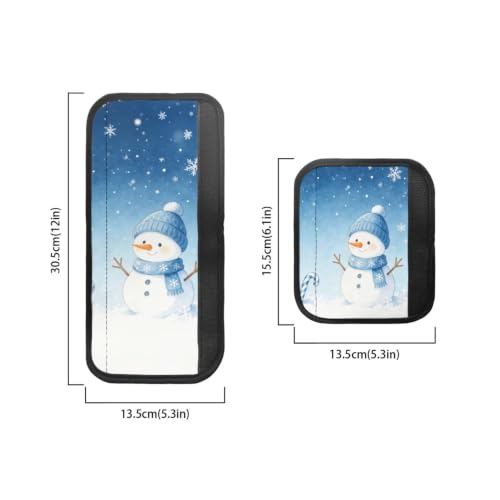 Image of Christmas Kitchen Decor Refrigerator Door Handle Covers Set of 6 Washable Kitchen Appliance Decor Handles Keep Clean Anti-Slip Fridge Accessories for Christmas, Blue Snowman Snowflake