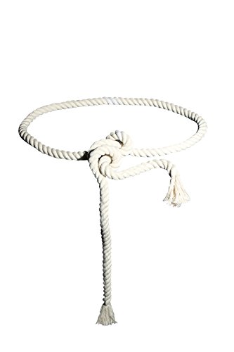Mens Rope Belt Fashion Gothic Style Twisted Shape Thick Adjustable Cotton Ivory