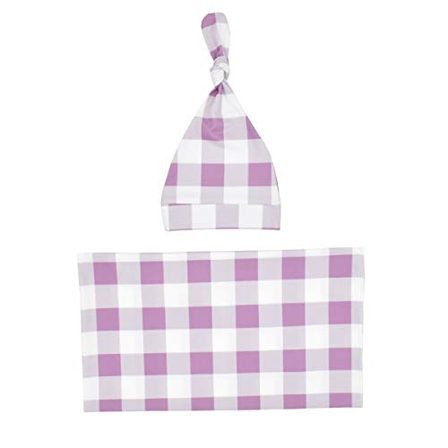 AndPannDy Newborn Baby Boys Girls Cotton Sleeping Robe Nightgowns Sleepwear Romper Sleep Gowns+Hat/Headband 0-6M (Light Purple, 80cm80cm)