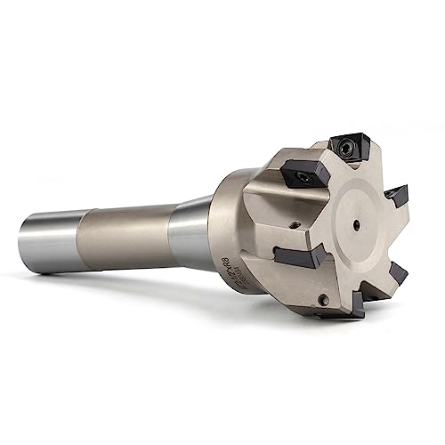 Image of OSCARBIDE Indexable End Mill R8 Shank,6 Flutes,2-1 /2 inch Cutting Diameter | 6-1 /8 inchoverall L | 6 APKT1604 Carbide Inserts | 90 Square Shoulder Milling | Smooth Finishing | Long-Lasting Tool Life