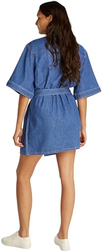 Calvin Klein Women’s Linen Denim Boxy Belted Shirt Dress, Blue (Denim Medium), XL