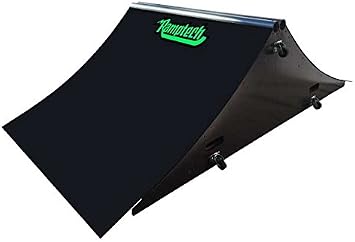 Ramptech Spine Ramp 2 Tall x 4 Wide - Weatherproof, Heavy-Duty Indoor and Outdoor DIY Skateboard Spine Kit - Portable Skateboarding Ramps with Caster Wheels and High Friction ABS Surfacing Black