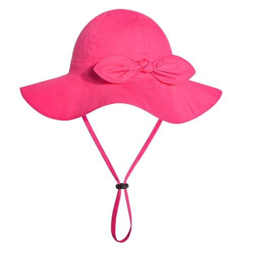 Image of Baby Girl Sun Hat with UPF 50+ Outdoor Adjustable Beach Hat with Wide Brim Bucket Hats