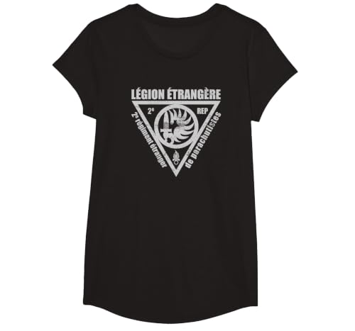 French Foreign Legion Paratrooper T Shirt - 2 Rep T-Shirt, Girls, Black, Small