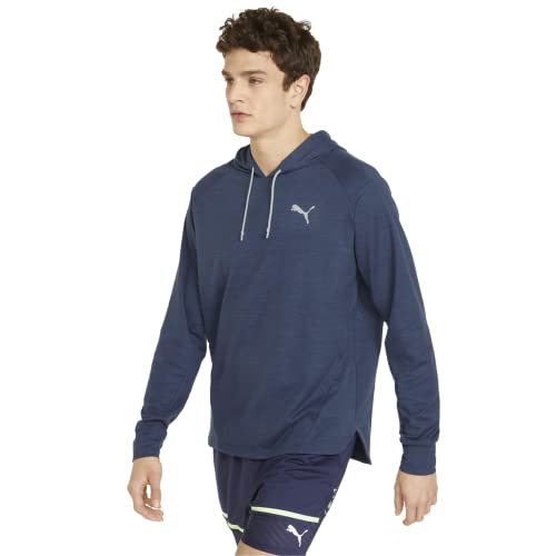 PUMA Men's Train Cloudspun Hoodie Hooded Sweatshirt, Navy Heather (Gray), L