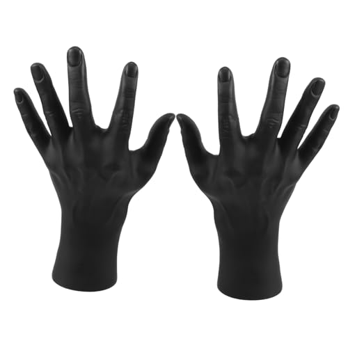 ERINGOGO 2Pcs Black Male Hand Model Jewelry Display Stand Open Finger Design for Bracelets Rings Gloves Elegant Base for Home Retail Store Organization