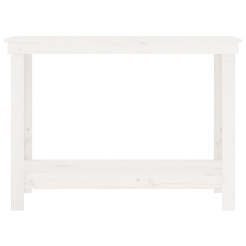 Banco de trabajo blanco, 110 x 50 x 80 cm, madera maciza de pino con estante y espacio para herramientas, robusto marco de madera para estabilidad, práctico equipo de taller, instrucciones de montaje