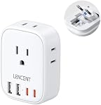 Adaptateur de voyage européen, LENCENT adaptateur de prise Type-C pliable international avec 4 prises, adaptateur de charge USB C, Canada/États-Unis vers la plupart de l'Europe EU Islande Espagne Italie France Allemagne Grèce