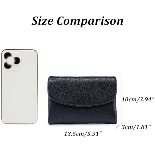 Joyfullygo Wallet, Unisex Pebble Leather Wallet, Relevantk Womens Genuine Soft Leather Small Purses Ladies Billfold (Black)2