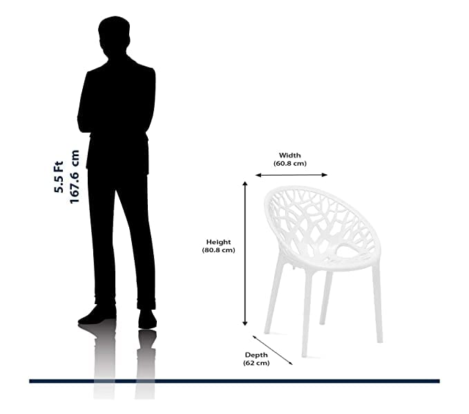 Image of SkyGlamour Neelkamal Crystal Plastic Chair | Chairs for Living Room, Garden, Patio Durable Indoor & Outdoor |Plastic Chair Set of 2, Colour: White
