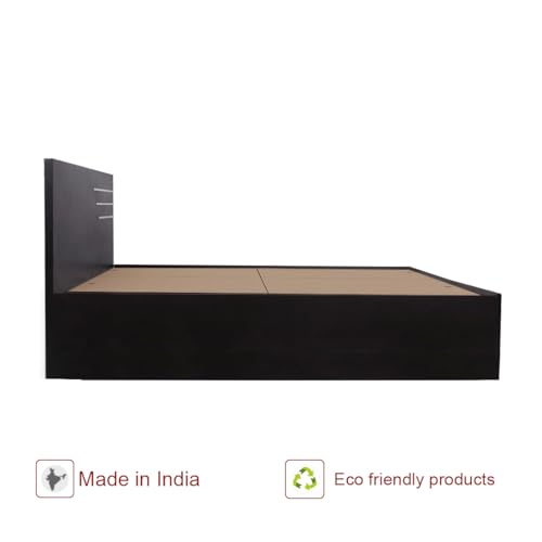 Image of Bharat Lifestyle Amsterdam Engineered Wood King Size Bed Without Storage (78x72 Inch, Wenge Finish) | Wooden Double Bed for Bedroom & Living Room | Knock Down Assembly | 1 Year Warranty