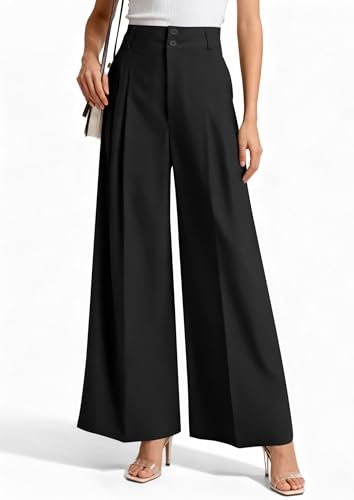 PRETTYGARDEN High-Waist Wide-Leg Palazzo Pants (Black) — view 7