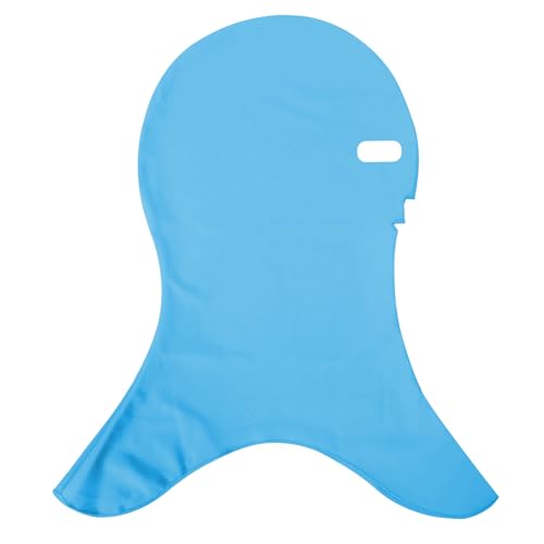 Bemonew Swim Cap Elastic Soft Sun Protection Facekini Mask Breathable Anti-Sting Flexible Lightweight 4-Hole Full Head Sunscreen Mask for Running, Cycling, Fishing (Blue)