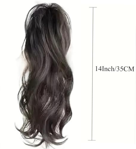 Image of HAIR WALA Fountain High Ponytail Hair Extension with Shark Clip Waterfall Half-Up High Ponytail Curly Wavy Braids Large Claw Clip for Women Girls, 15 Inch Long - Brown (Matte Finish)