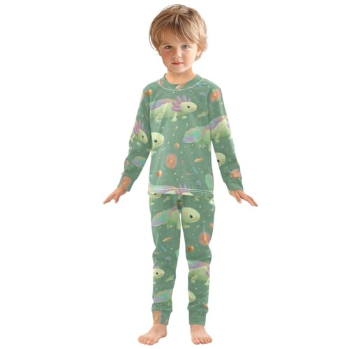 Pajama Sets Long Sleeve Axolotl Space with Planets Soft Comfy Sleepwear 2 Piece PJS 3-8T2