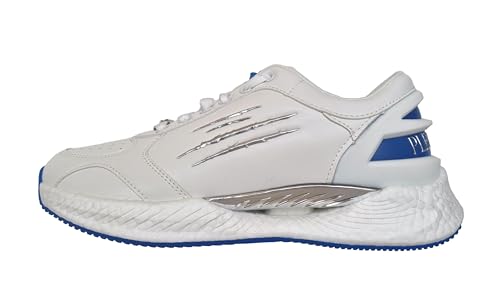 plein sport Philipp Scarpe Uomo Sneakers SIPS1502 Bianco Blu (Bianco-Blu,