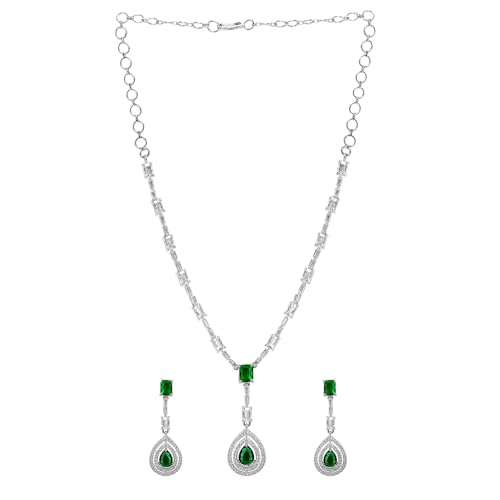Image of Rubans Necklace Set American Diamond and Zirconia Statement Jewellery Gift for Women & Girls