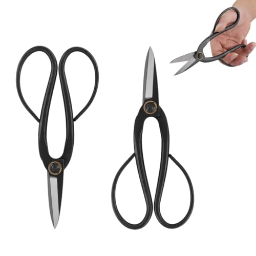 2PCS Garden Scissors, 200mm Bonsai Scissors Flower Scissors Steel Gardening Shears Pruning Scissor for Arranging Flowers Trimming Plants